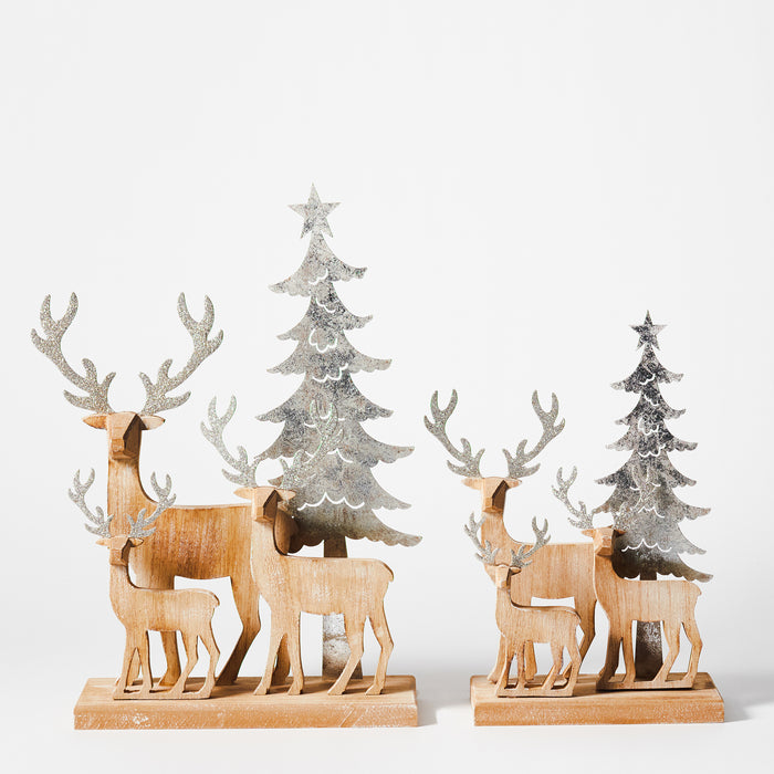 Sm. Metal Reindeers w/ Tree on Base