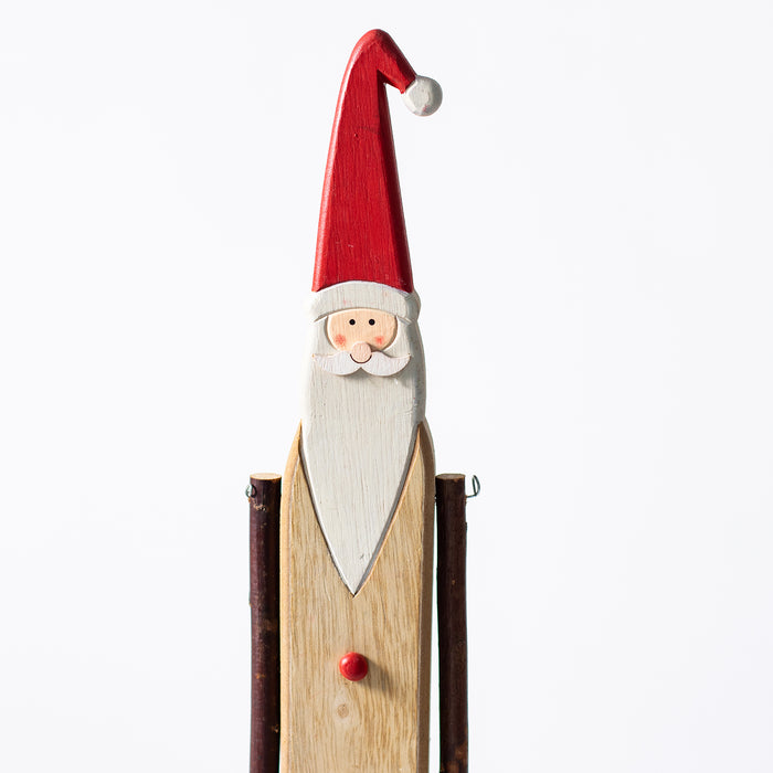 Small Wooden Santa on Stump