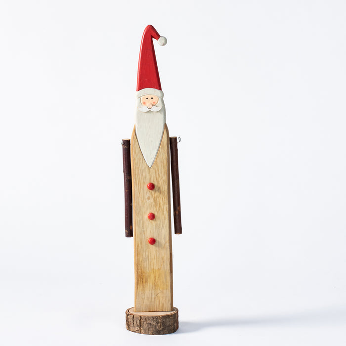 Large Wooden Santa on Stump
