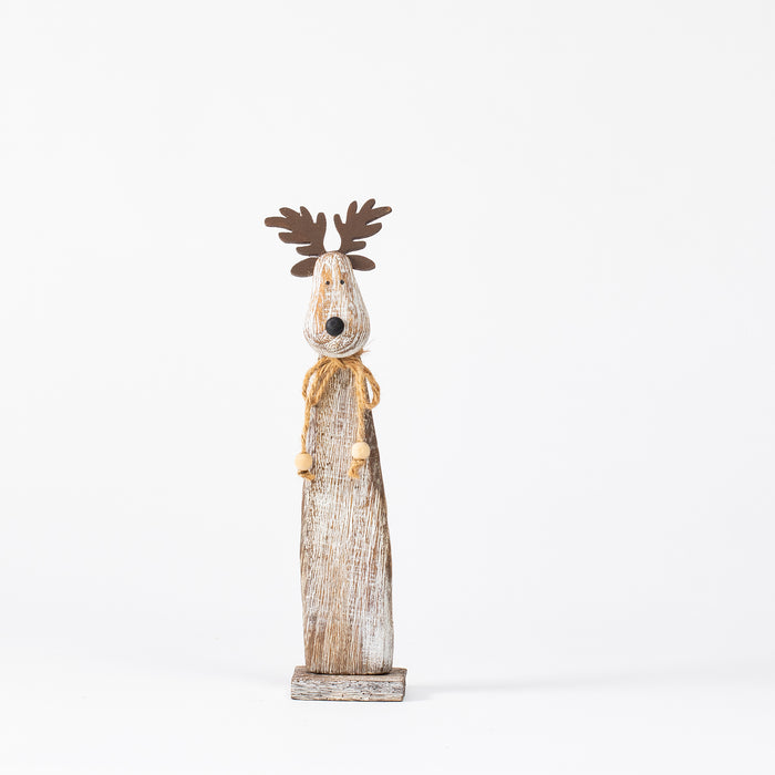 Medium Wooden Reindeer on Plinth