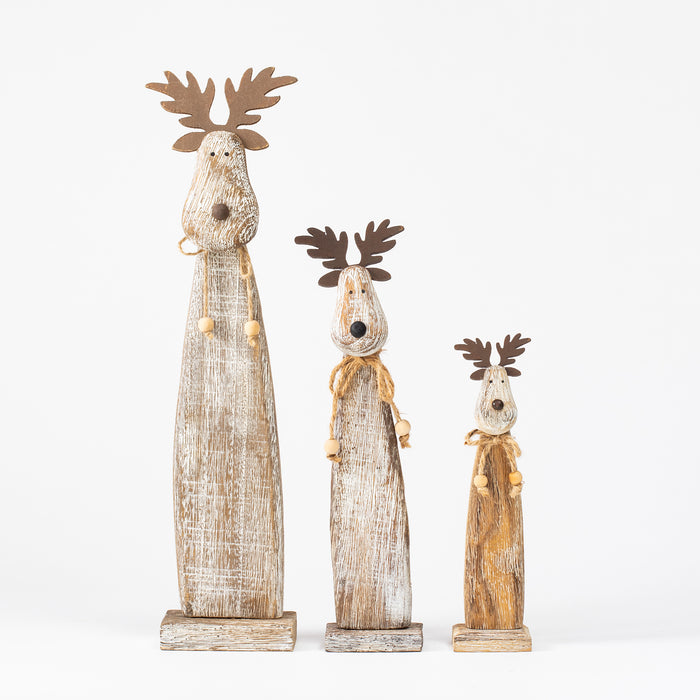 Medium Wooden Reindeer on Plinth