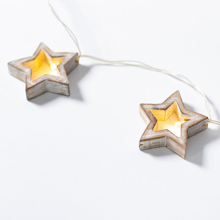 Wooden Stars and LED Garland