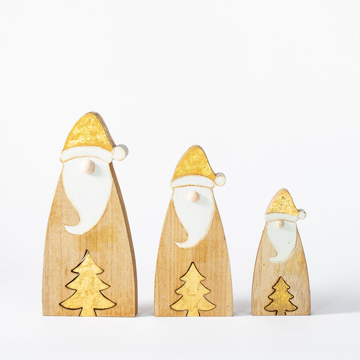 Large Wooden Santa with Tree