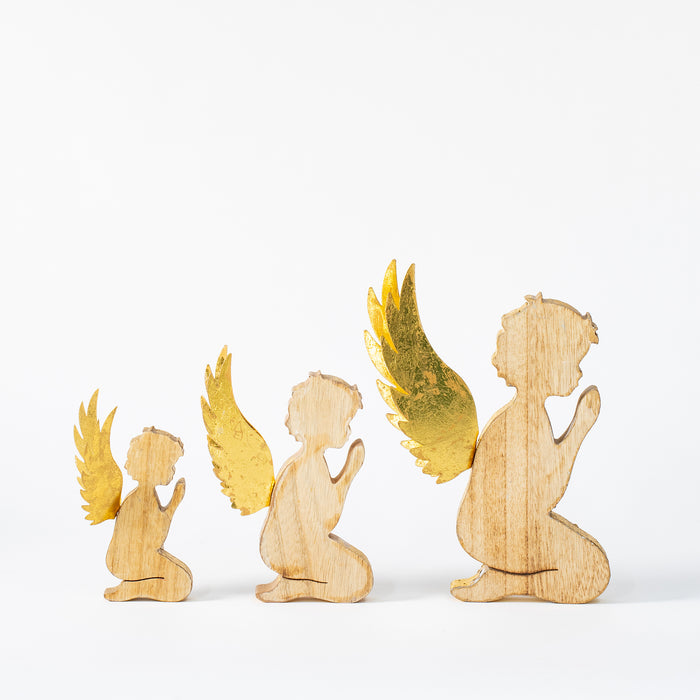 Small Kneeling Wooden Cherub