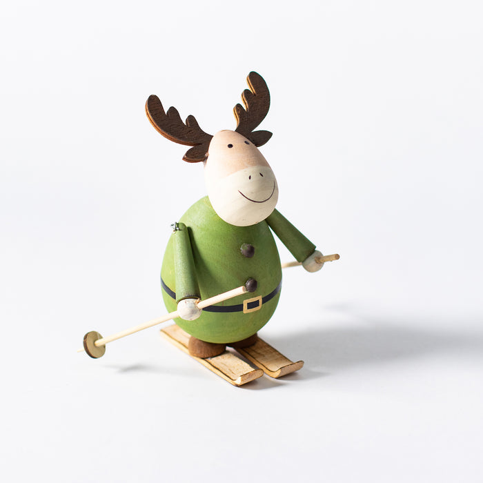 Green Reindeer on Skis