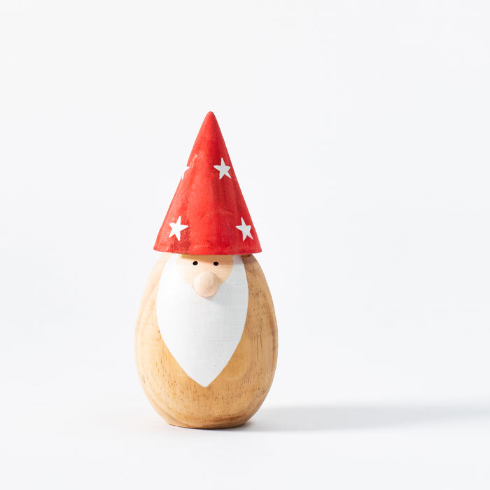 Large Rnd Wooden Santa with Stars