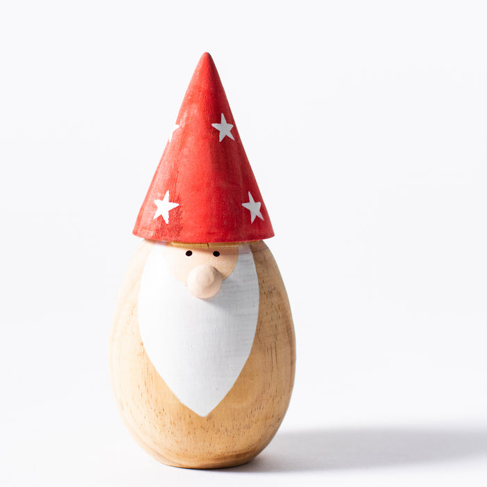 Large Rnd Wooden Santa with Stars