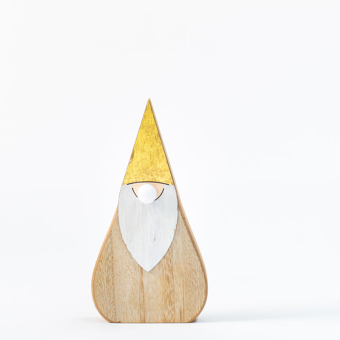 Small Wooden Santa with LED Nose