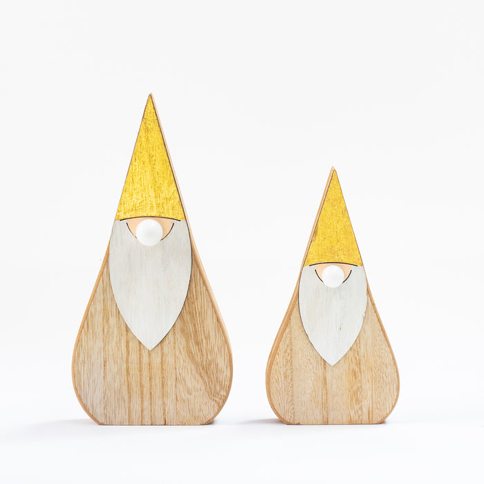 Small Wooden Santa with LED Nose