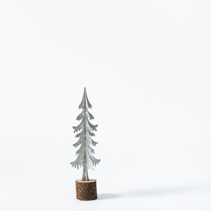 Small Metal Tree on Log Base