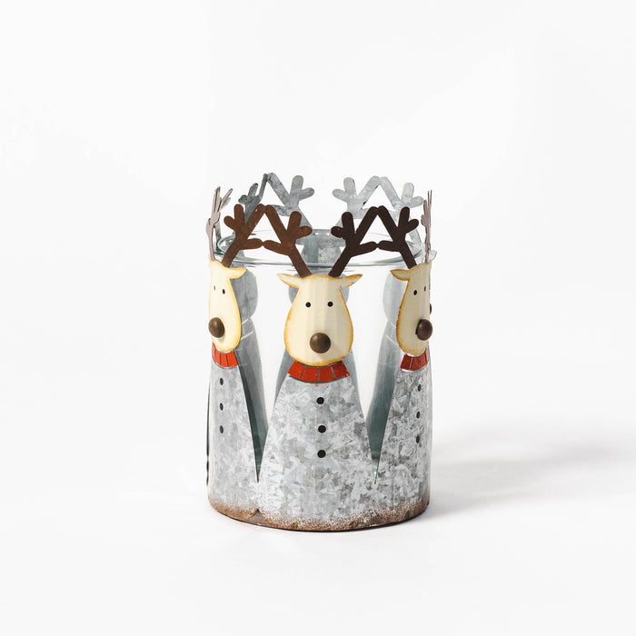 Metal Reindeer Pot with Glass