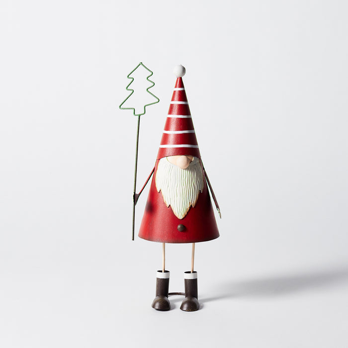 Small Metal Father Christmas W/Tree