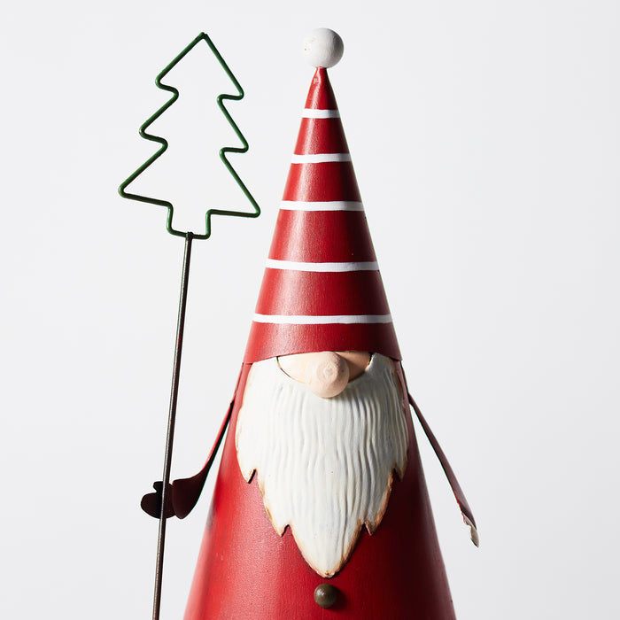 Small Metal Father Christmas W/Tree