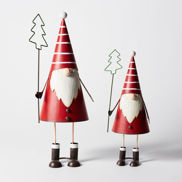 Small Metal Father Christmas W/Tree