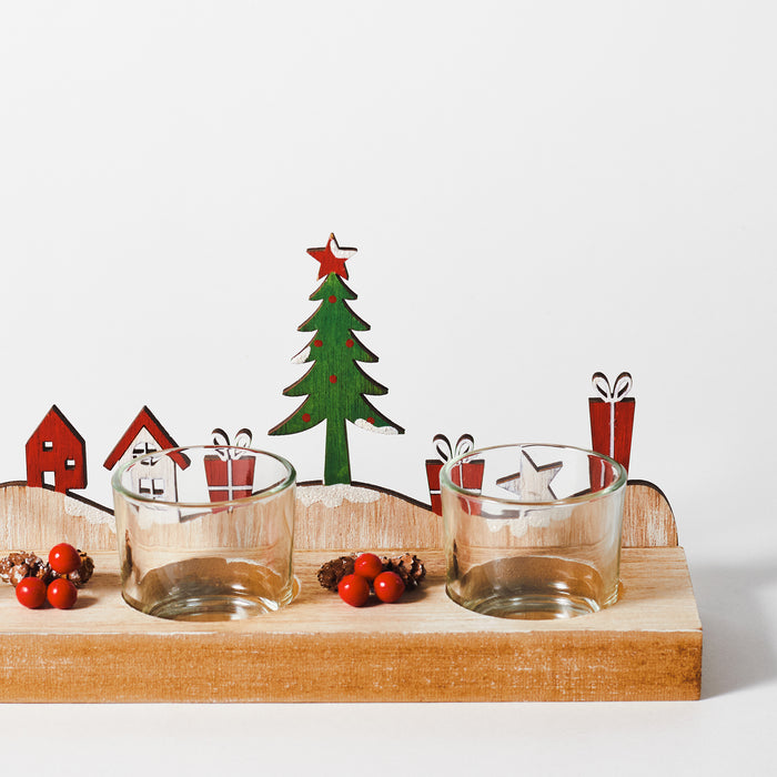 Santas Wooden Tealightholder