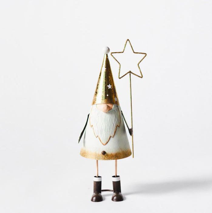 Small Metal Father Christmas W/Star