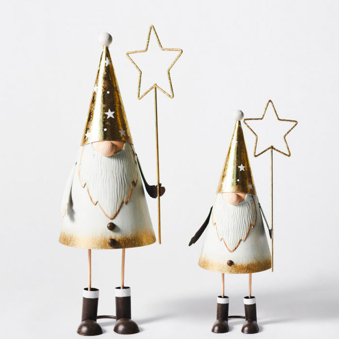 Small Metal Father Christmas W/Star