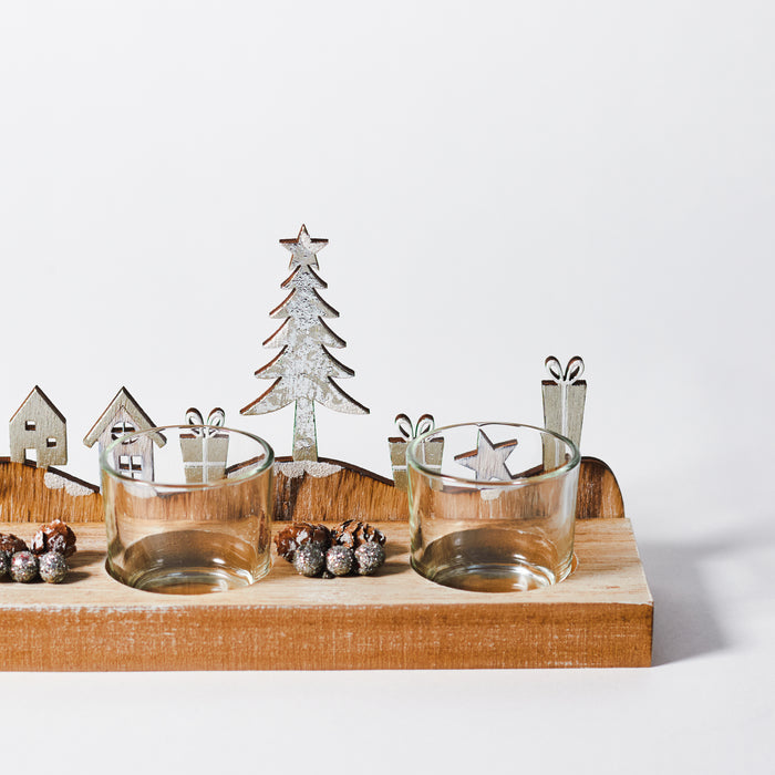 Santas Wooden Tealightholder