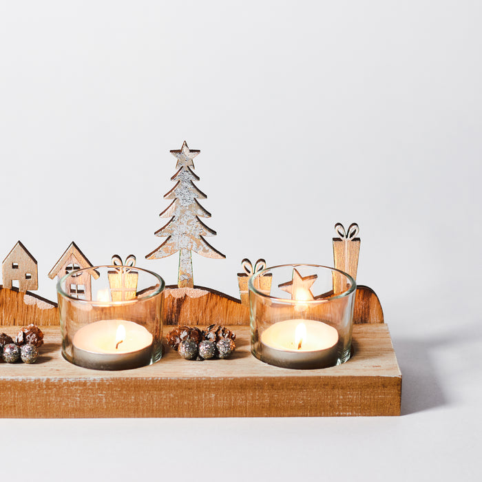 Santas Wooden Tealightholder