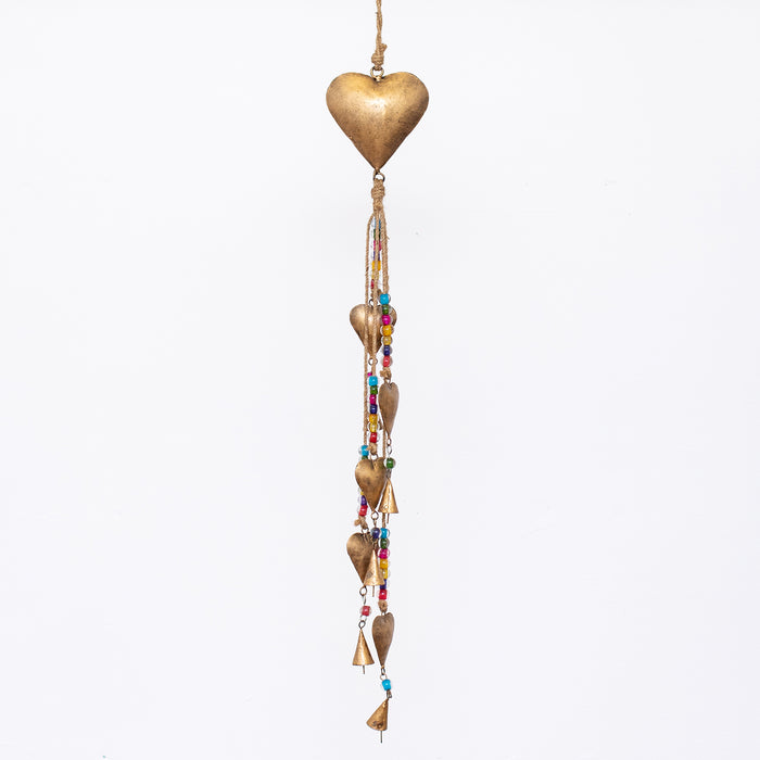 Sm.Hanging Iron Heart/Glass Beads