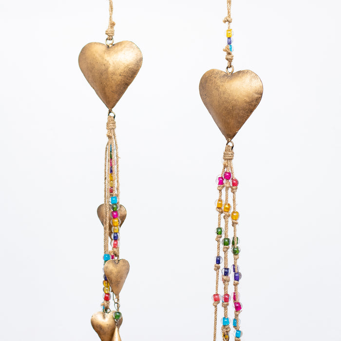 Sm.Hanging Iron Heart/Glass Beads