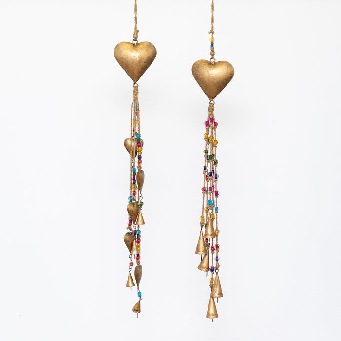 Sm.Hanging Iron Heart/Glass Beads