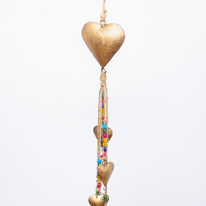 Sm.Hanging Iron Heart/Glass Beads