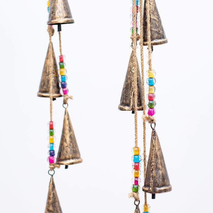 Hanging 7 Iron Bells/Glass Beads