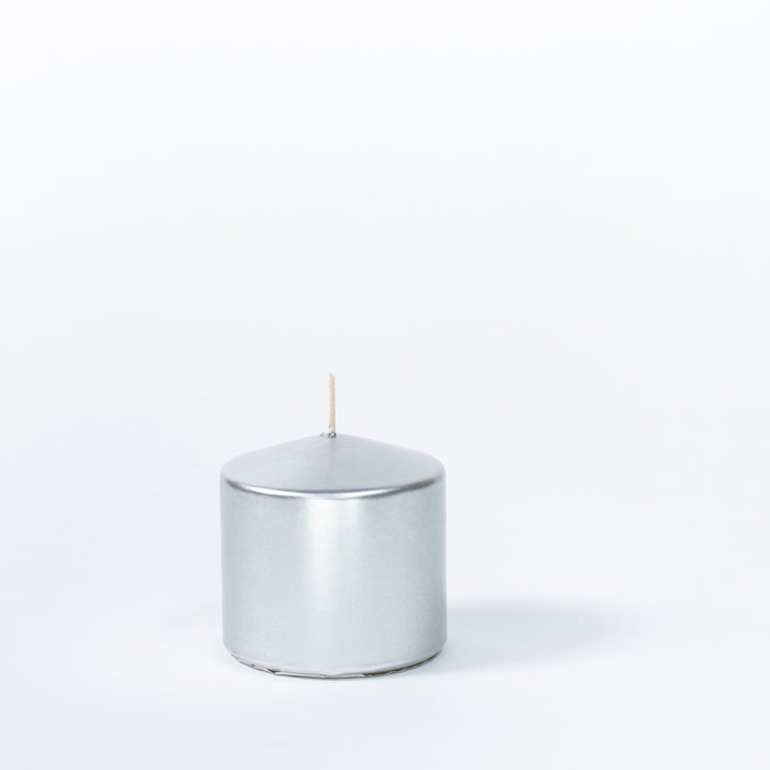 Small Wide Pillar Candle - Silver