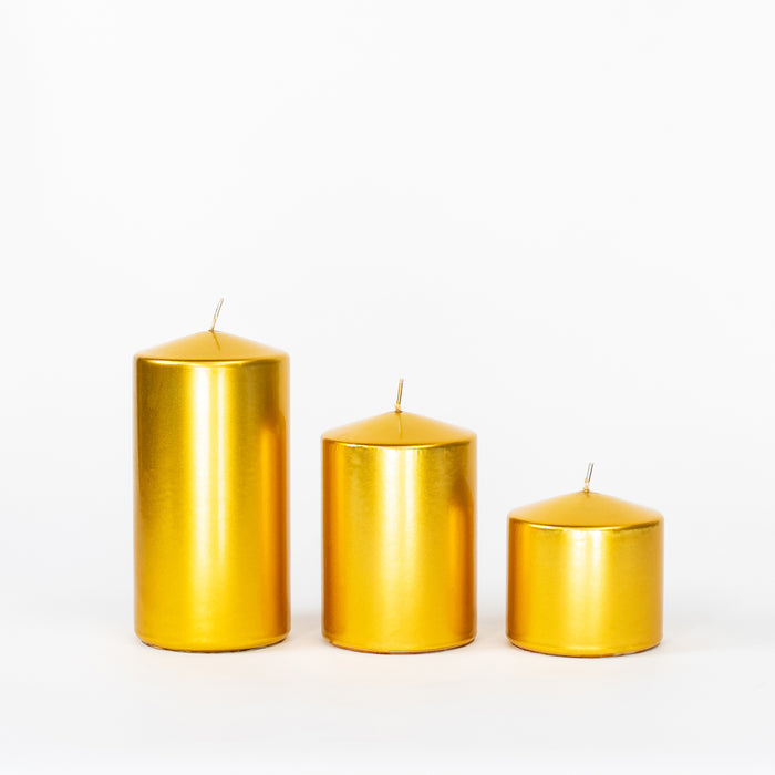 Small Wide Pillar Candle - Gold