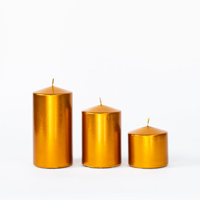 Md.Wide Pillar Candle - Ant.Gold