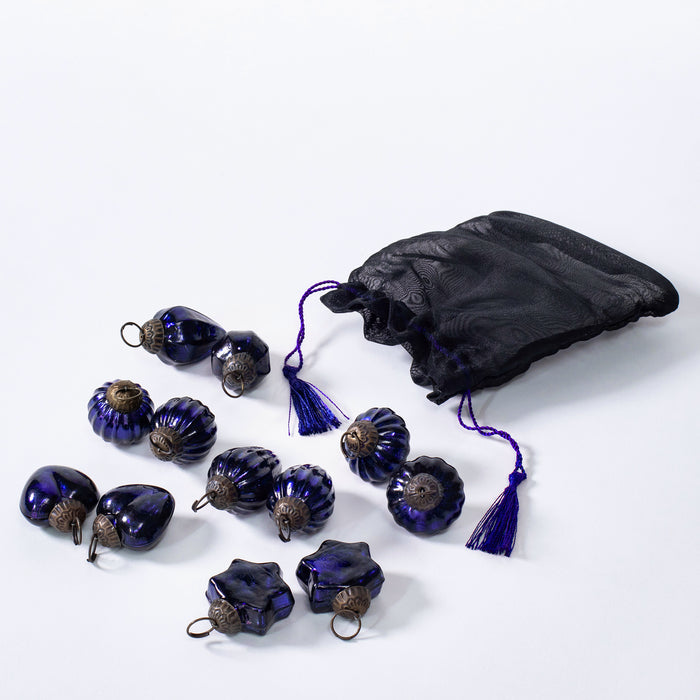 Gift Bag 12 Mini Ass.Baubles - Blue