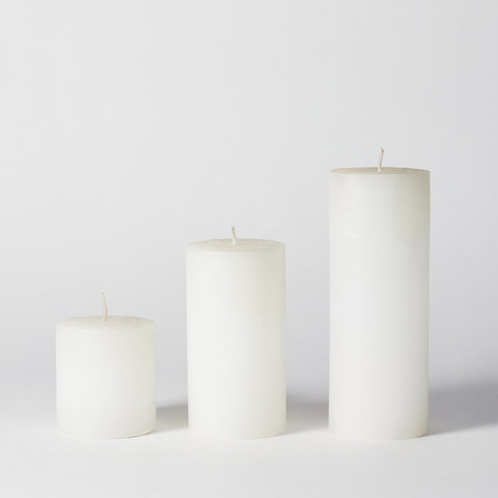 Md.Rustic Pillar Candle - White