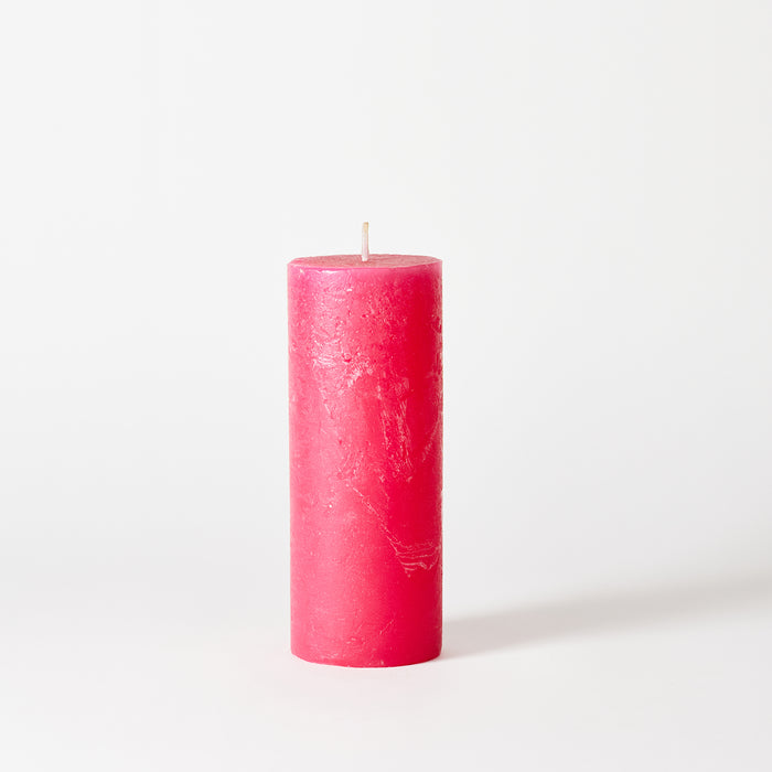 Lg.Rustic Pillar Candle - Fuchsia