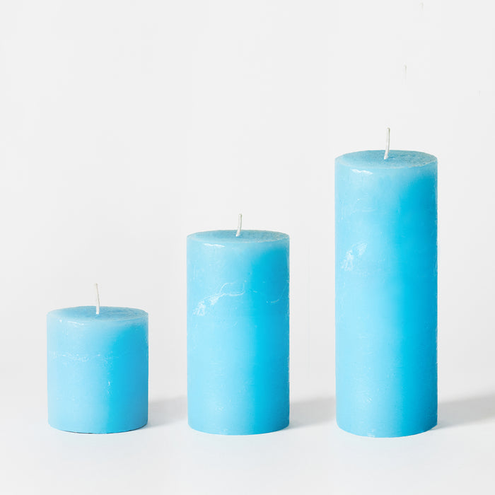 Lg.Rustic Pillar Candle - Turquoise