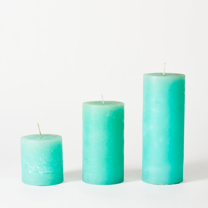 Lg.Rustic Pillar Candle - Jade