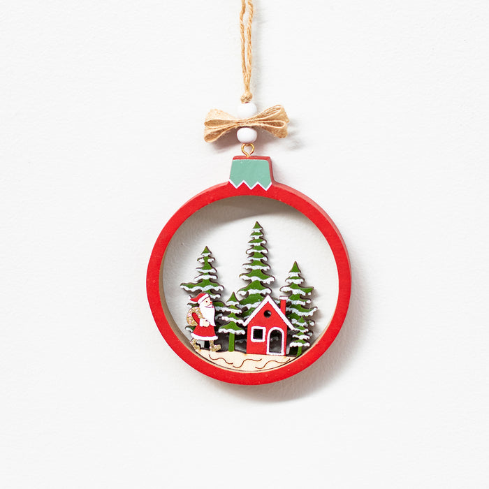Red Bauble with Santa Hanger