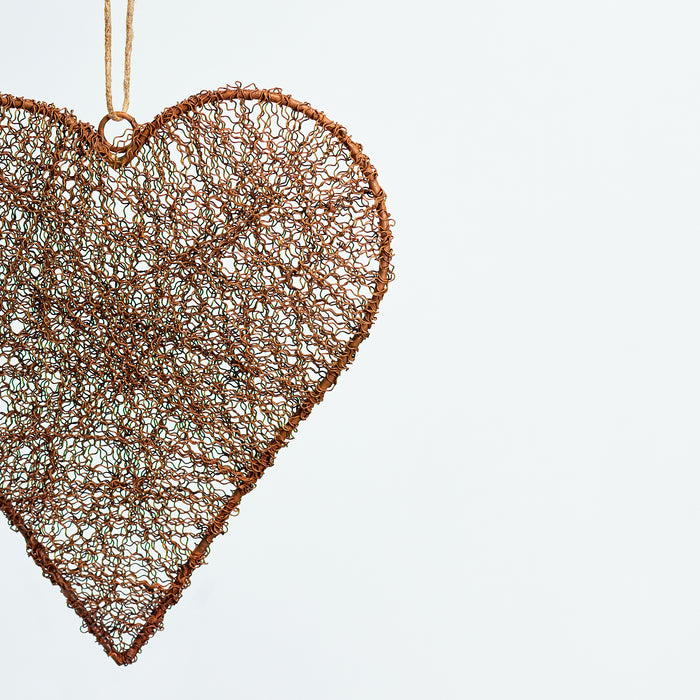 Set of Three Wire Heart Hangers