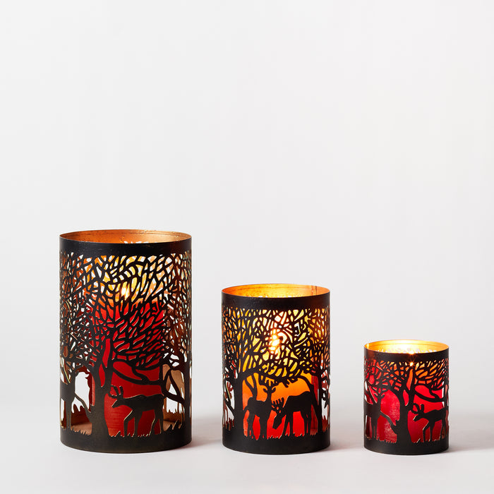 Set of Three Deer Scenes Votives