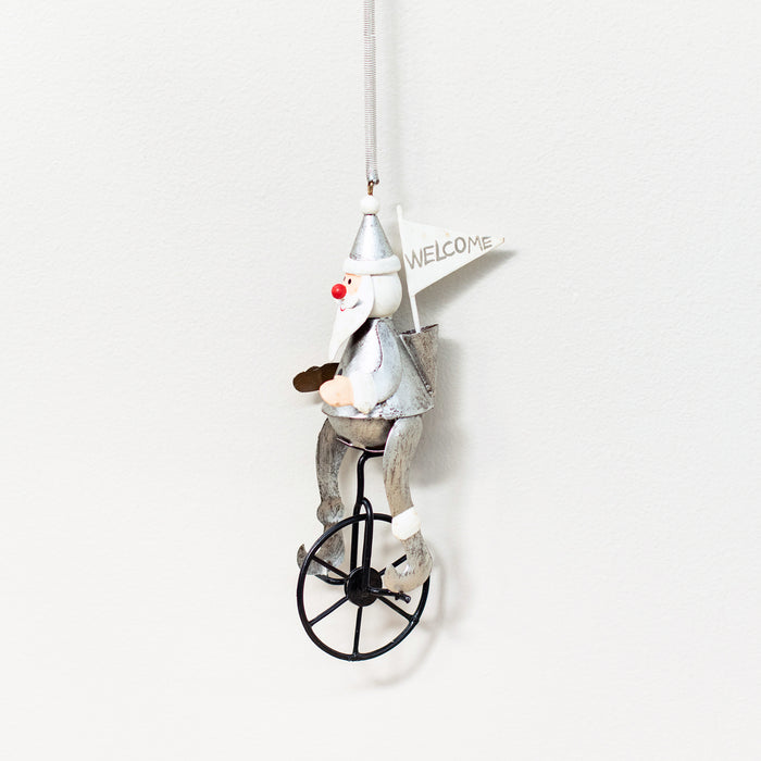 Silver Santa Cycling Spring Hanger