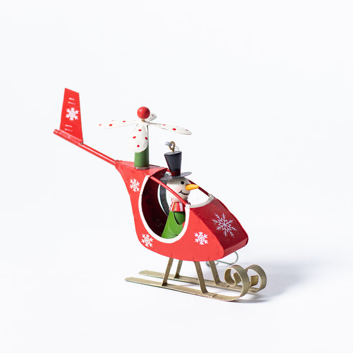 Red Snowman Helicopter Hanger