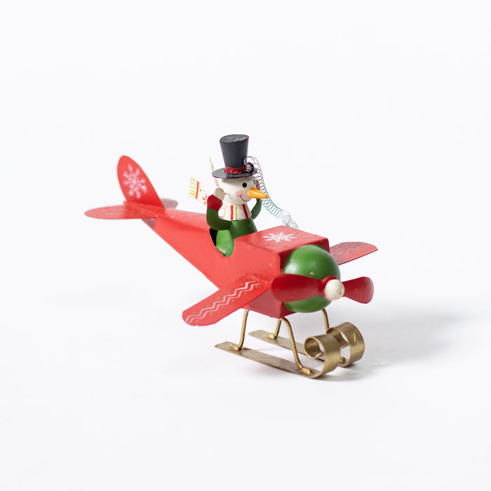 Red Snowman Seaplane Spring Hanger