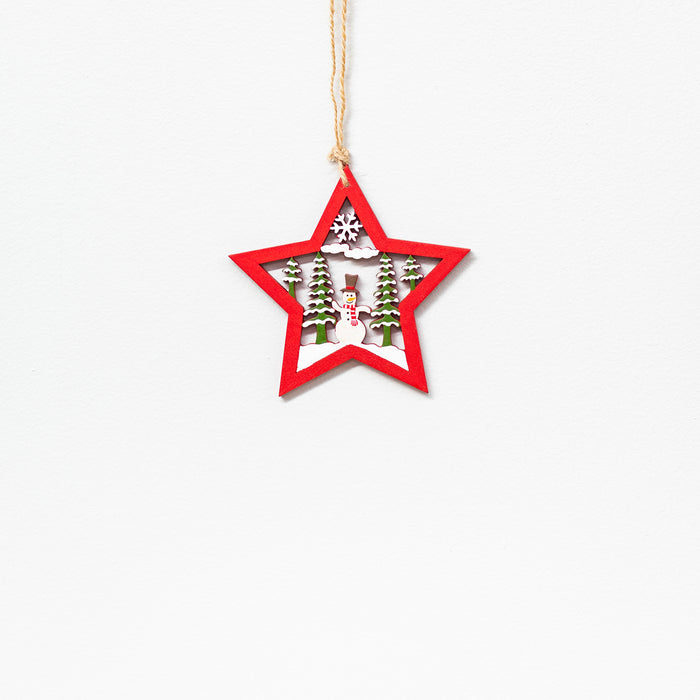 Small Snowman Hanger in Red Star