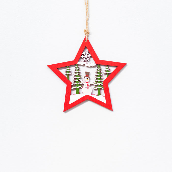 Medium Snowman Hanger in Red Star