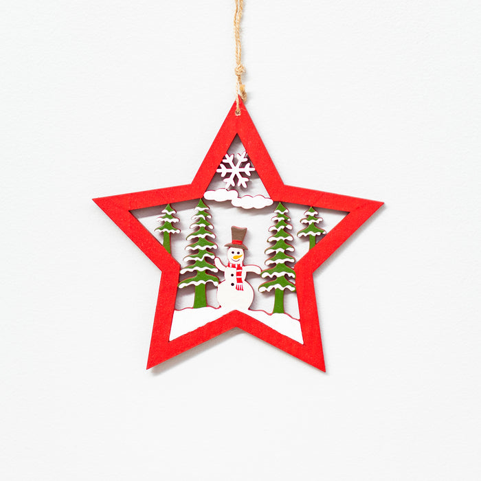 Large Snowman Hanger in Red Star