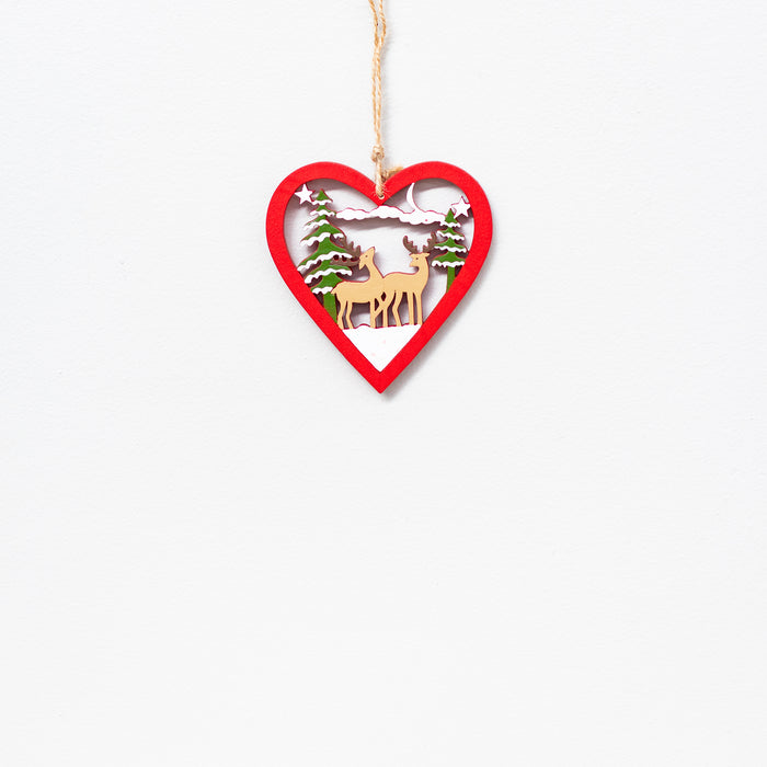 Small Reindeer Hanger in Red Heart