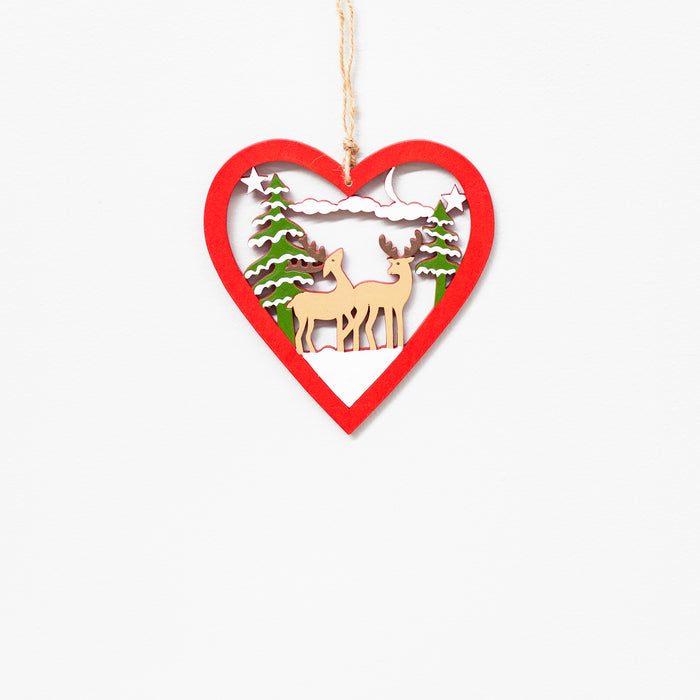 Medium Reindeer Hanger in Red Heart