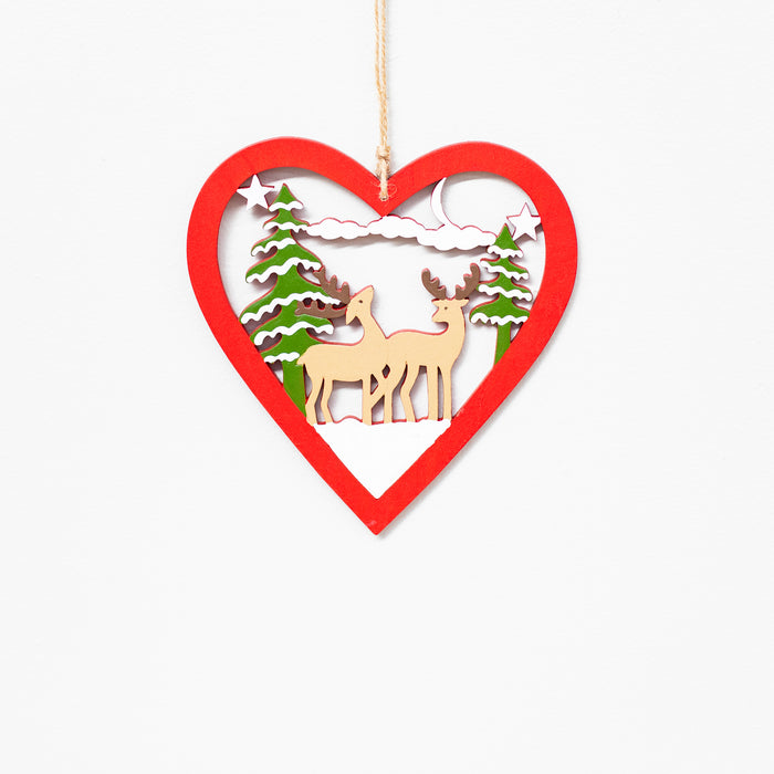 Large Reindeer Hanger in Red Heart