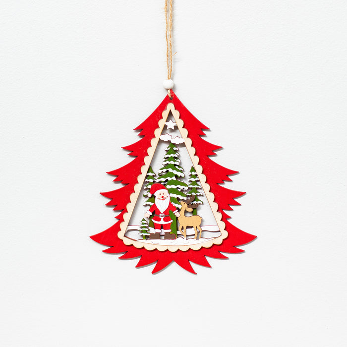 Large Santa and Tree Hanger in Red