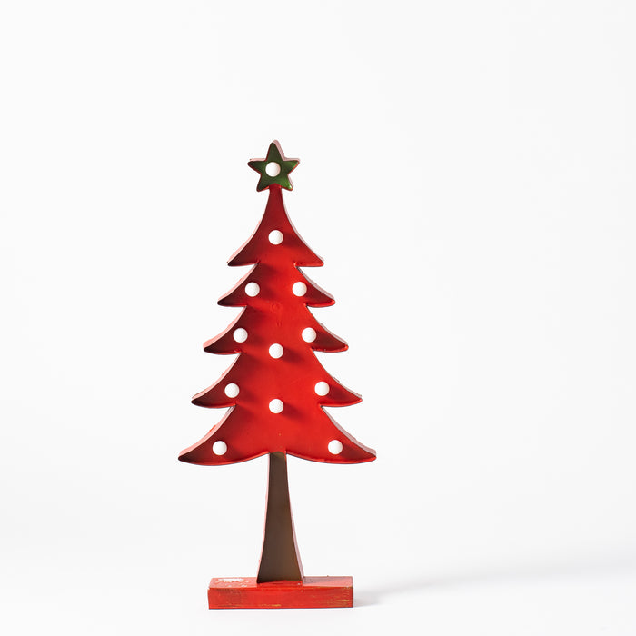 Medium Red Metal Tree on Base